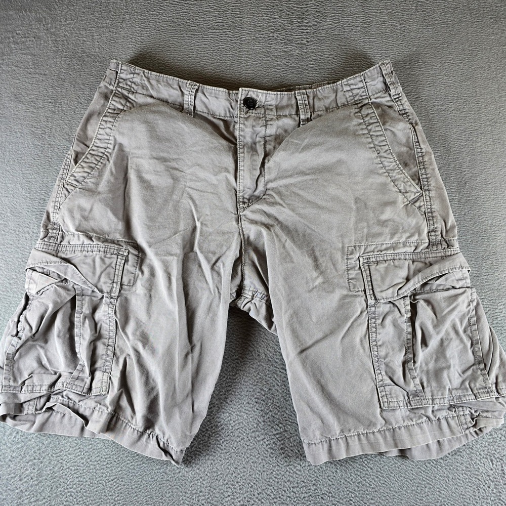 Gap Mens Gray Cotton Twill Cargo Shorts Relaxed Fit Size 34